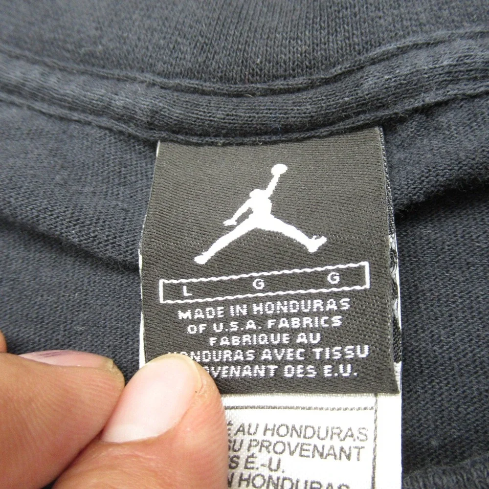 Air Jordan Shirt Men Large Black Cotton Graphic Print Short Sleeve Fade VTG RARE